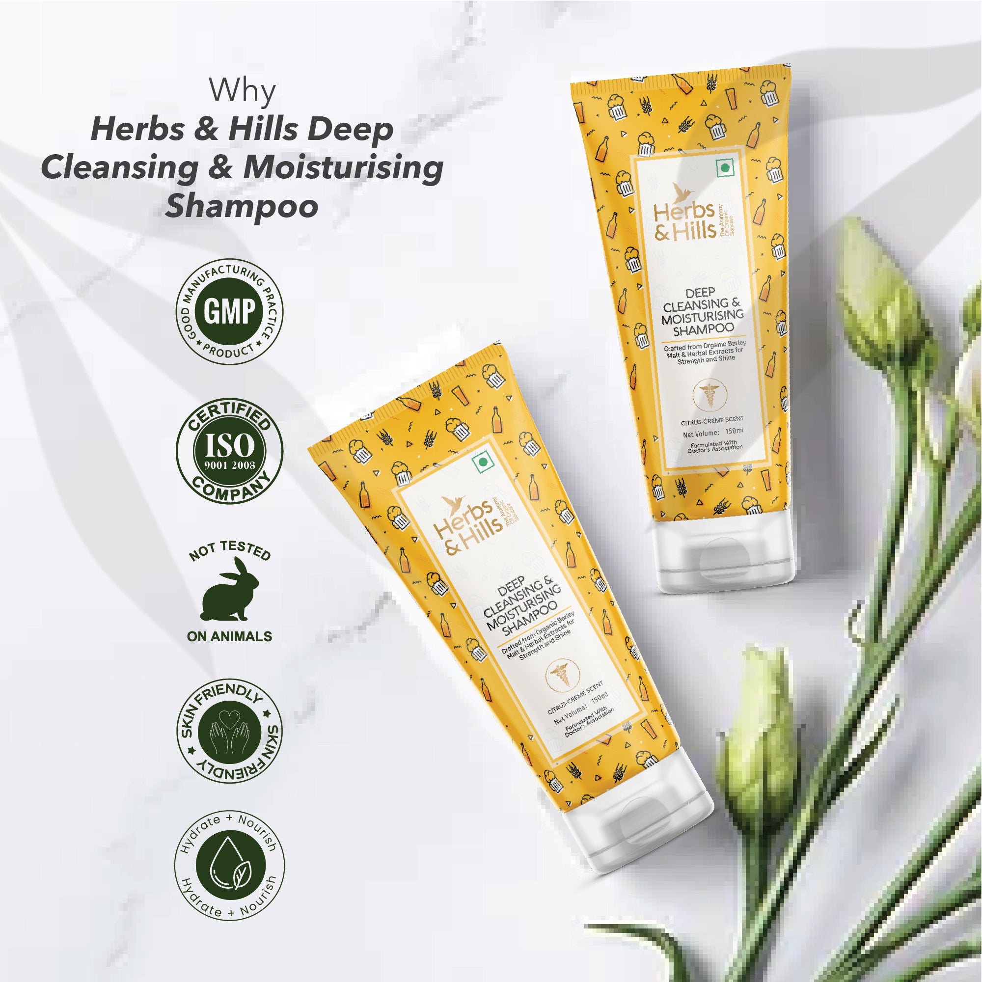 Deep Cleansing & Moisturising Shampoo (150 ml) - HERBS AND HILLS