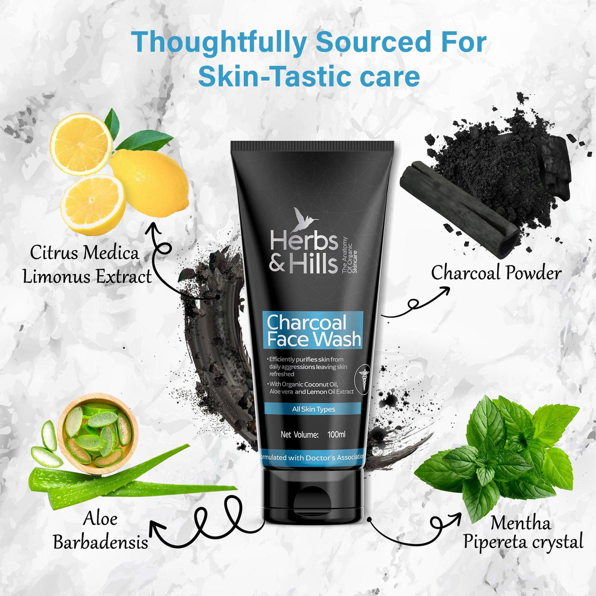 Charcoal Face Wash (100 ml) – HERBS AND HILLS