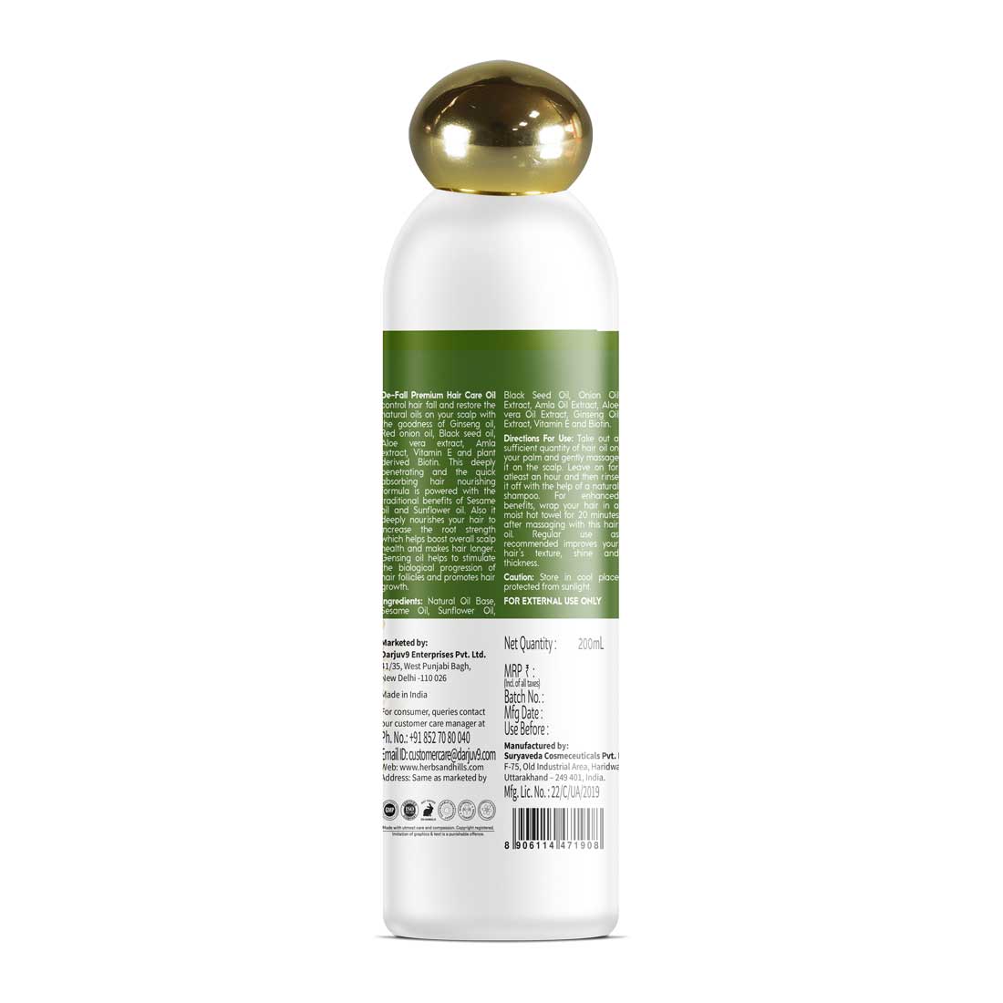 De-Fall Premium Hair Care Oil (200 ml)