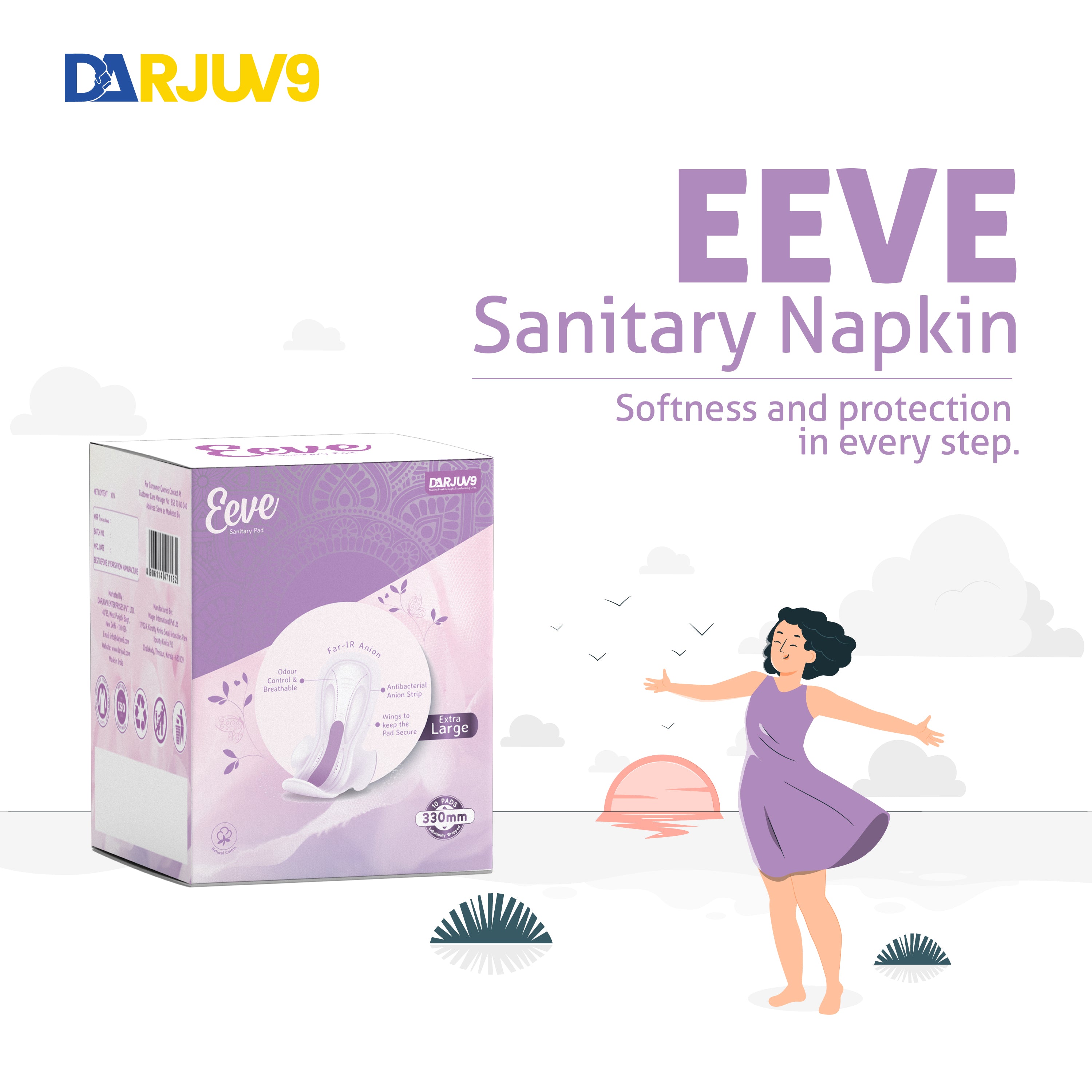Eeve Anion Sanitary Napkin Extra Large (10 pads) - HERBS AND HILLS