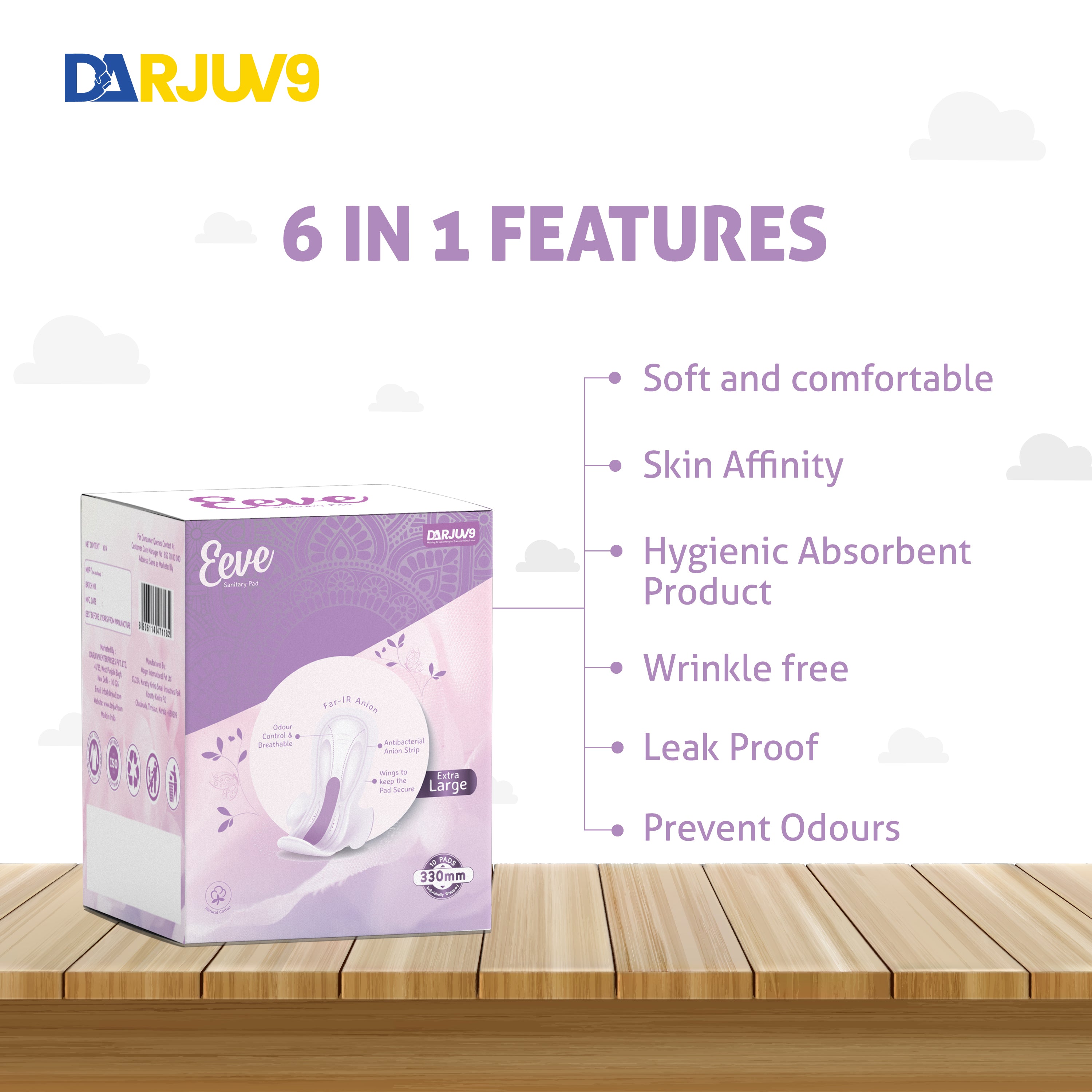 Eeve Anion Sanitary Napkin Extra Large (10 pads) - HERBS AND HILLS