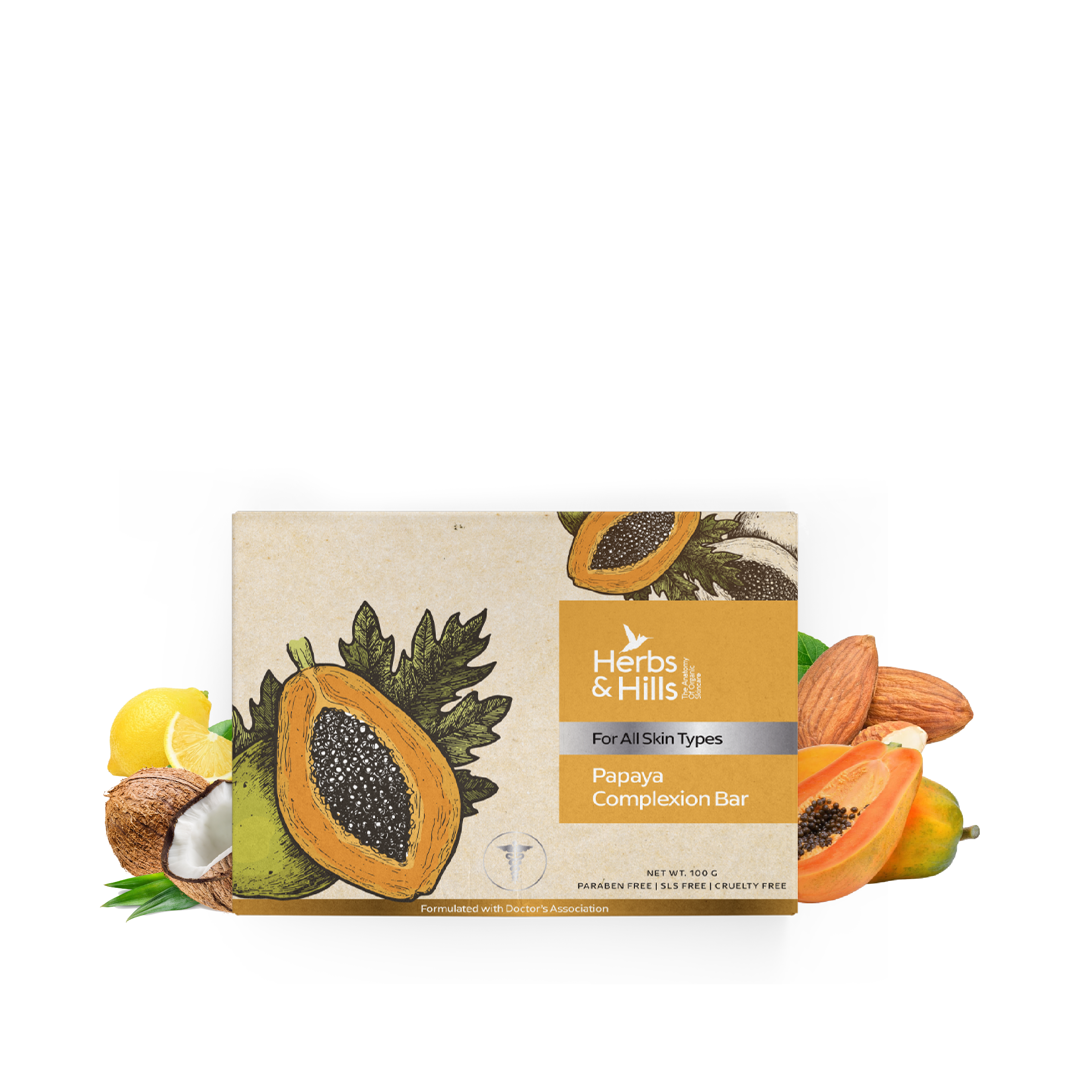 Papaya Complexion Bar - Pack of 2  (Each 160 Rs. & 100 gm) - HERBS AND HILLS