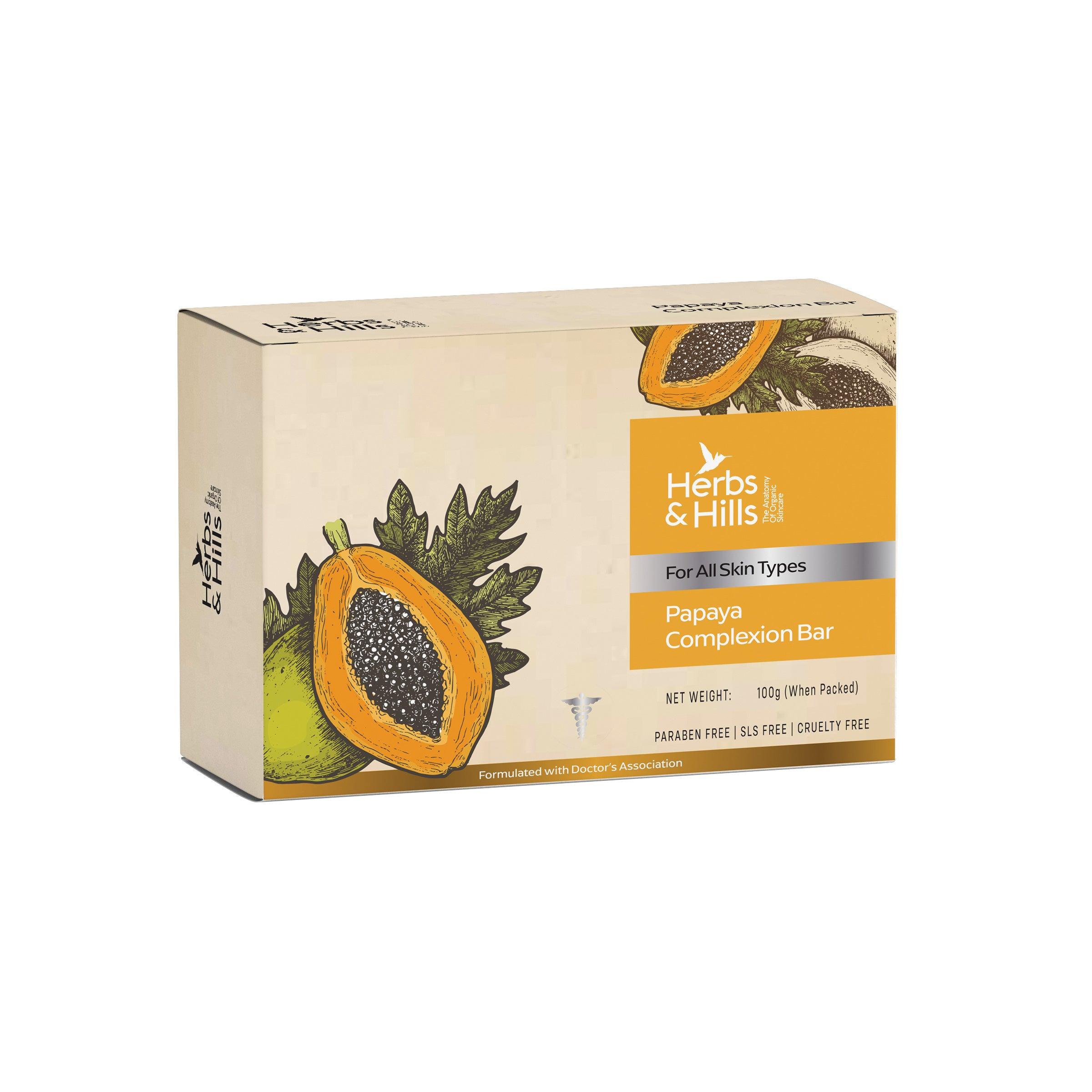 Papaya Complexion Bar - Pack of 2  (Each 160 Rs. & 100 gm) - HERBS AND HILLS