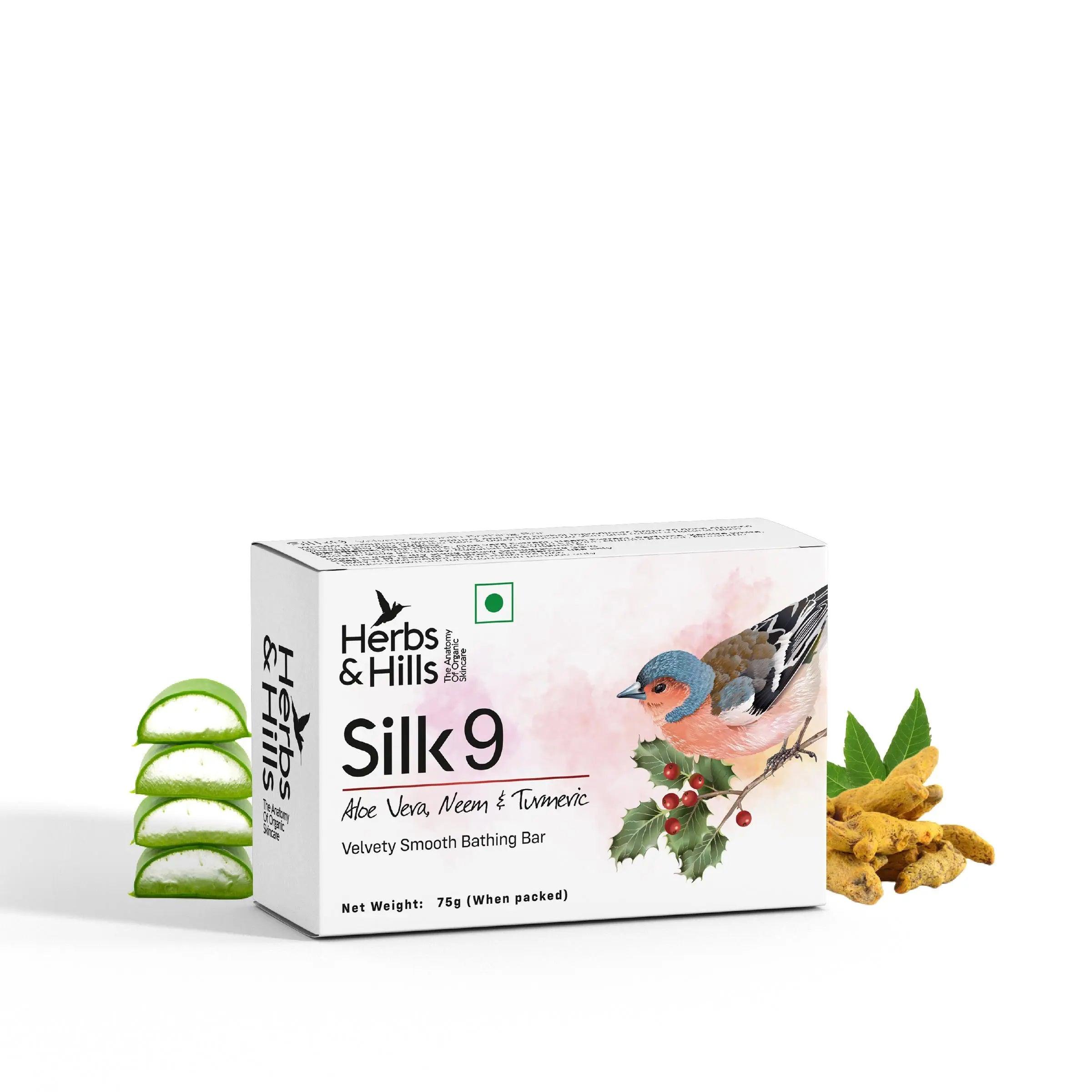 Silk9 Velvety Smooth Bathing Bar - Pack of 3 (Each 99 Rs. & 75 gm) - HERBS AND HILLS