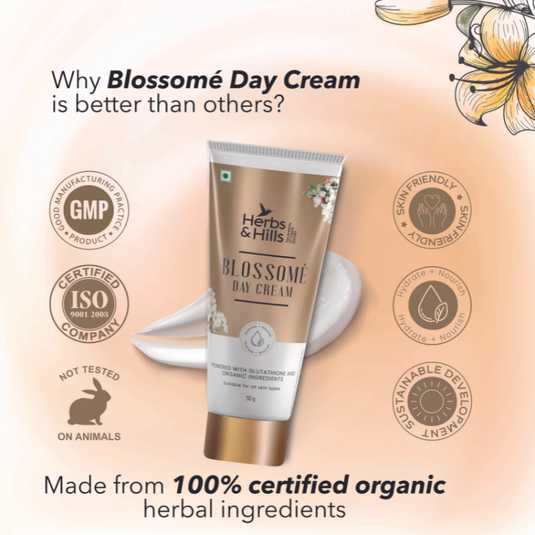 Blossome Day Cream (50 gm) - HERBS AND HILLS